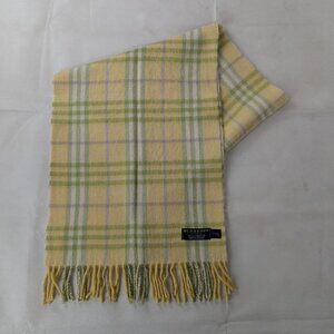Burberry London Classic Nova Check 100% Cashmere Yellow Scarf Made In England